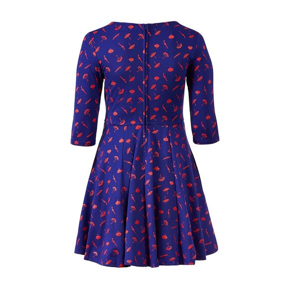 Gwynnie Bee Blue Half Sleeve Midi Dress with Red Umbrella Print – 14 - Picture 2 of 7